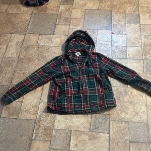 LL Bean Plaid Hooded Shirt